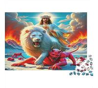 Leone Bianco Scenario Fantastico Puzzle 1000 Pezzi Carta Puzzle per Adulti Paesaggio Mitico Gioco di Puzzle 1000 Pezzi Relax Famiglia Regalo 70x50cm/1000pcs
