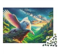 Leone bianco volante fantasioso Puzzle 1000 Pezzi Carta per Adulti Paesaggio valle da sogno Gioco di Puzzle 1000 Pezzi Relax Concentrazione Decorazione familiare Regalo 70x50cm/1000pcs