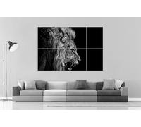 Leone Black And Bianca Wall Arte locandina Grande Formato A0 Larghezza Stampa