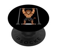 Leone Cartone fa Trazioni su Sbarra Design Sportivo PopSockets PopGrip Adesivo