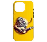 Leone che suona la chitarra divertente musica rock chitarra le Custodia per iPhone 16 Pro