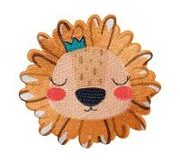 Leone con Corona animale - Toppe termoadesive Patch Toppa ricamate, misura: 6,3 x 5,9 cm