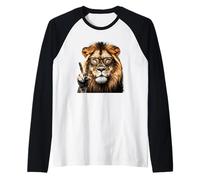 leone, con, occhiali, e, pace, segno Maglia con Maniche Raglan