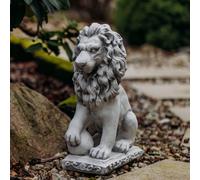 Leone con sfera destra statua in pietra H.47 cm grigio 21 kg cemento bianco a...
