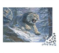Leone dai denti a sciabola nella foresta innevata Puzzle 1000Pcs Decorazione Per La Casa. Rilassamento E Intelligence Per Adulti E Bambini Da 14 Anni 1000pcs (75x50cm)