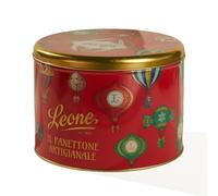 Leone dal 1857 - Panettone con Gelatine di Frutta 750 gr - Senza Uvetta e Senza Canditi - Edizione Limitata Natale in Mongolfiera - Gelatine Leone - Latta Regalo Natale