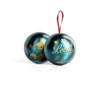Leone dal 1857 Pastiglie Leone al Mandarino, Pallina in Latta Appendibile, Idea Regalo Natale, Colore Blu, 1 x 27g - Dolci Scrigni Incantati