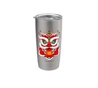 Leone Dance Head - Felice Capodanno cinese - Serpente verde 2027 Bicchiere termico in acciaio inox doppia parete