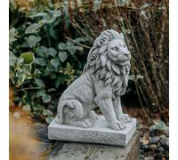 Leone destro statua in pietra H.34 cm 25 x 14 cm grigio 10 kg cemento bianco ...