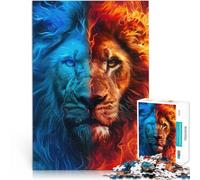 Leone di fuoco e ghiaccio Puzzle 1000 pezzi per adolescenti Antistress Vacanza in patria Uccidere il tempo è ideale come regalo per tutta la famiglia 38x26cm
