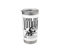 Leone di Giuda Bold Faith Christian Graphic Design Back Print Bicchiere termico in acciaio inox doppia parete