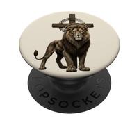 Leone Di Giuda Cristiano Croce Con Corona E Spine Fede PopSockets PopGrip Adesivo