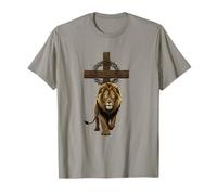 Leone di Giuda Cristiano Croce Corona E Spine Fede Maglietta