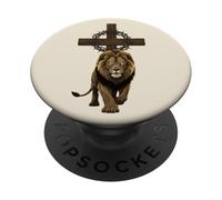 Leone Di Giuda Cristiano Croce Corona E Spine Fede PopSockets PopGrip Adesivo