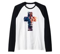 Leone di Giuda Croce di Gesù Cristo Fede Cristiana Grafico Maglia con Maniche Raglan