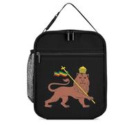 Leone di Giuda emblema dell'Impero Etiope stampato isolato Lunch Box portatile con manico staccabile per viaggi, lavoro, picnic