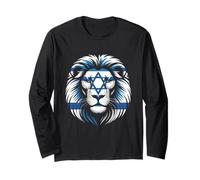Leone di Giuda Orgoglio ebraico Bandiera Israele Forza Unità Maglia a Manica