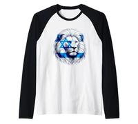 Leone di Giuda Orgoglio ebraico Bandiera Israele Forza Unità Maglia con Maniche Raglan