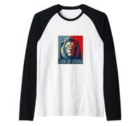 Leone di Giuda Ruggente Messia Re Forza Maglia con Maniche Raglan