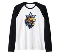 Leone di Giuda Stella di Davide - Am Yisrael Chai Orgoglio Ebraico Maglia con Maniche Raglan