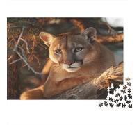 Leone di montagna che gioca su un ramo soleggiato Jigsaw Puzzle 1000pcs (75x50cm) Adulti Puzzle Gioco EduGattoivo Decorazioni Per La Casa