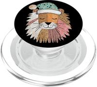 Leone di Natale con cappello di Babbo PopSockets PopGrip per MagSafe