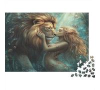 Leone Donna Fantasia Puzzle 1000 Pezzi Puzzle per Adulti Carta Gioco di Puzzle 1000 Pezzi Arte da Fiaba Relax Regalo Famiglia 52x38cm/1000pcs