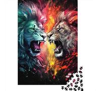Leone Doppio a Confronto Puzzle 1000 Pezzi per Adulti Carta Set Puzzle 1000 Pezzi Stile Fuoco e Ghiaccio Relax Decorazione Regalo Famiglia 70x50cm/1000pcs
