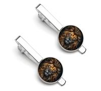 Leone d'oro con corona divertente fermacravatta clip fermacravatta clip fermacravatta clip cravatte regolari cravatta regali decorativi per gli uomini, 5.5x2.2cm, Metallo