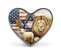 Leone e agnello USA Bandiera Israeliana Carino Spilla Distintivo A Forma di Cuore Pin Cappello Abbigliamento Gioielli Accessori Regali per Festa di Nozze