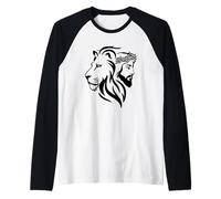 Leone E Gesù Faccia Con Corona Maglia con Maniche Raglan