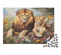Leone e Orso Puzzle 1000 Pezzi In Fiori di leone cartone Spesso, Un Tangram Per Enigma Per Lo Stress Relief, Ideale Per Quadro Fai Da Te, Regalo Di Compleanno Perfetto 70x50cm/10