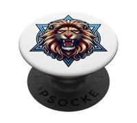 Leone ebreo ruggente, stella di David, orgoglio giudaico PopSockets PopGrip Adesivo