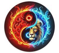 Leone Elemento Fuoco Acqua Vivace Puzzle 1000 Pezzi Rotondo Carta Adulti