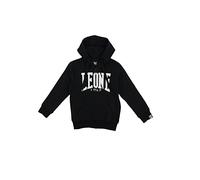 Leone - Felpa da Bambino con Cappuccio, Full Zip e Logo Basic - Black-White Logo (09B), M