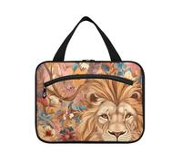 Leone Fiore Giallo Appeso Grandi Borse da toilette per le donne con gancio, Designer Essentials Snack Bag per Adulti Camping kit de para Mujer L