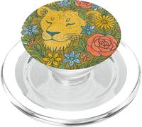 Leone Floreale Zodiaco Natura Selvaggia Giungla Bloom Spirit PopSockets PopGrip per MagSafe
