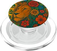 Leone Floreale Zodiaco Natura Selvaggia Giungla Bloom Spirit PopSockets PopGrip per MagSafe