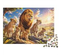 Leone Ghepardo Piccolo 1000pcs Mini Puzzle per Famiglia Difficile | 38 x 26 cm Cartone Decorazione Soggiorno Struttura Durevole Regalo Compleanno Allenamento Cerebrale