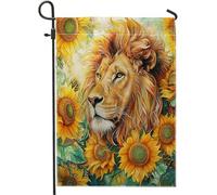 leone giardino bandiera foresta re girasole fauna selvatica fresca foglia africana pianta realistica giallo lino piccolo mini vacanza doppio lato grande festa cortile casa prato parete interna