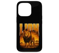 LEONE grande gatto re della savana enorme predatore gatti caccia Custodia per iPhone 13 Pro