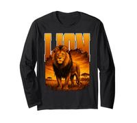 Leone Grande Gatto re della Savana Enorme predatore Gatti Caccia Maglia a Manica