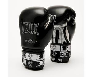 Leone Guanti Boxe Iconic Black dorso in Pelle 10Oz Nero