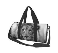 Leone in bianco e nero, Borsone da viaggio di grande capacità Borsa rotonda Borsa da viaggio sportiva Borsa da viaggio Borsa da fitness