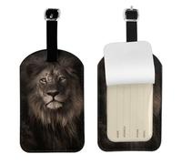 Leone in caduta 3D,Etichette per bagagli in pelle PU, etichette per bagagli resistenti da viaggio, 2 pezzi