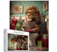 Leone in costume di Natale 1000 pezzi puzzle per adulti decorazione natalizia arte puzzle colorato puzzle fai da te per la decorazione della casa regali puzzle famiglia perfetto per serate di gioco 50