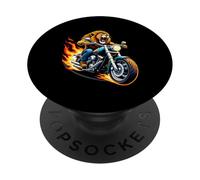 Leone in sella a una motocicletta design divertente le PopSockets PopGrip Adesivo