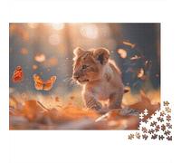 Leone, Inseguimento di farfalle 1000pcs (75x50cm) - Puzzle Per Adulti GioGattotolo Fai-da-te