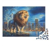 Leone Jigsaw Puzzle Impossibili 1000 Pezzi Vista notturna della città Decorazione Per La Casa. Giochi Rilassamento E Intelligence Per Adulti E Bambini Da 12 Anni 1000pcs (75x50cm)