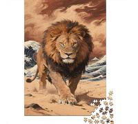 Leone Jigsaw Puzzle Impossible 1000Pcs Beach Sea Wave Decorazione Per La Casa. Rilassamento E Intelligence Per Adulti E Ragazzi Da 14 Anni 1000pcs (75x50cm)